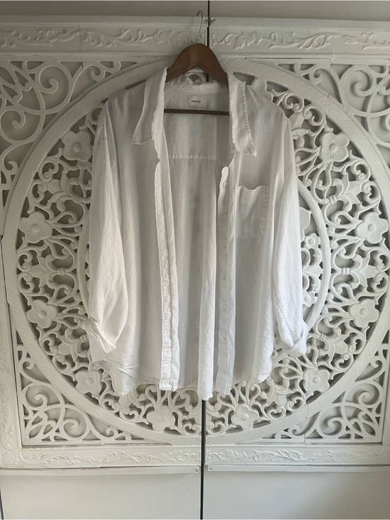 Wilfred Tops - Aritzia Wilfred Free White Linen Oversized Boyfriend Button Up Shirt Large